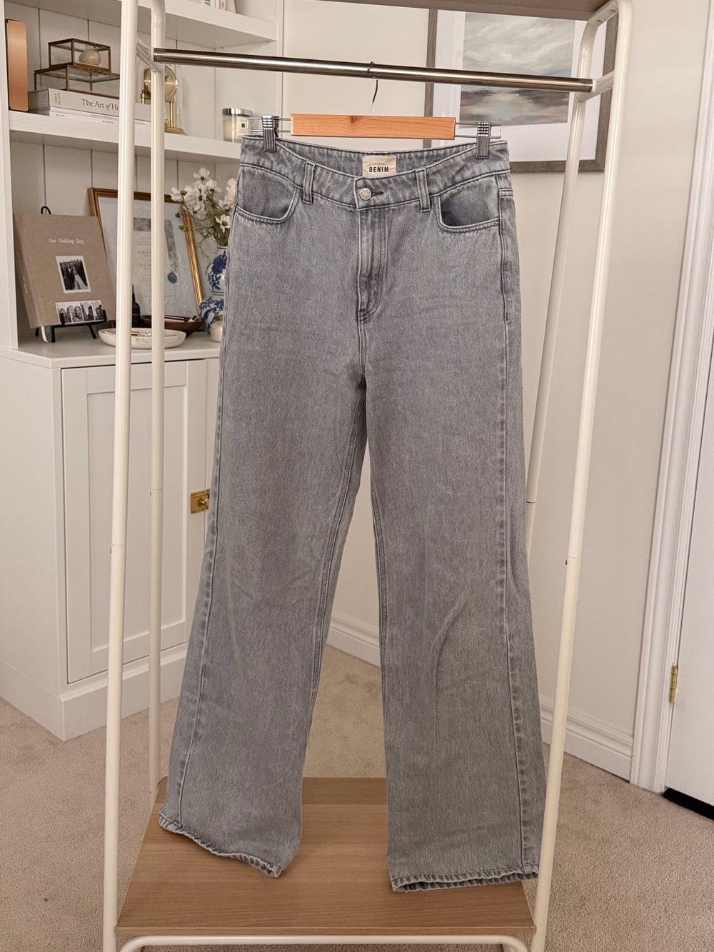 Sezane Light Gray Wide-Leg Jeans